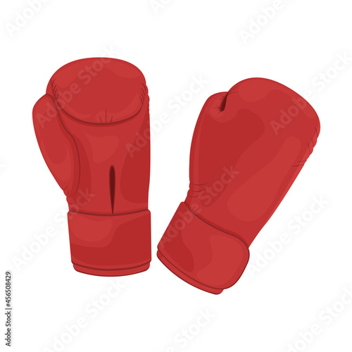 Sports gloves for boxing. Boxing gloves are red. Sports equipment for martial arts. Gloves for boxing, Thai boxing. Vector illustration isolated on a white background © Anastasiya