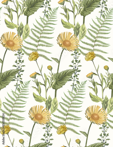 green botanical flower seamless pattern photo