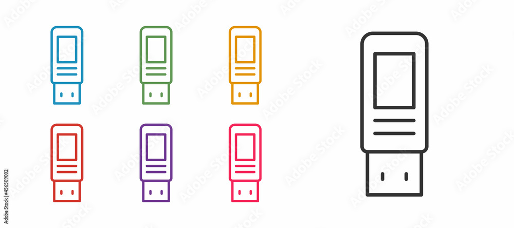 Set line USB flash drive icon isolated on white background. Set icons colorful. Vector Set line USB flash drive icon isolated on white background. Set icons colorful. Vector