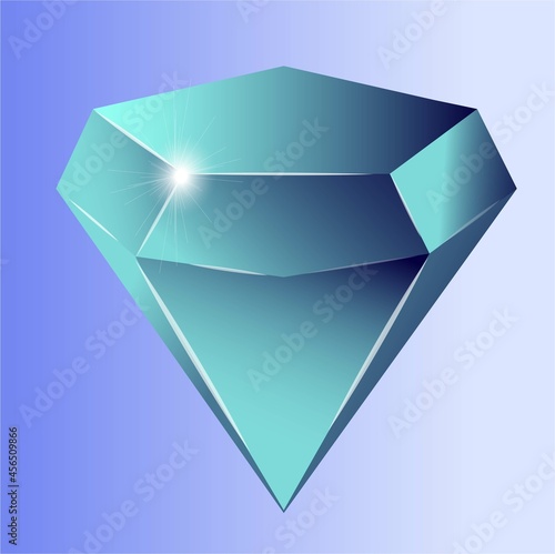 Blue diamond expensive brilliant shines blue crystal jewelry vector