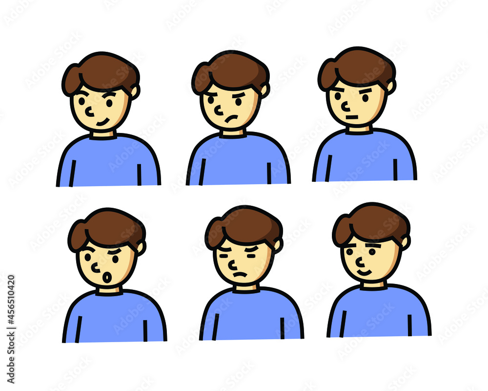 vector set collection of boy avatar with various emotions. a set of a boy with some expressions for profile, sticker, print, etc. vector set collection of boy avatar with various emotions. a set of a boy with some expressions for profile, sticker, print, etc.