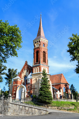 KLECZA DOLNA, POLAND - SEPTEMBER 11, 2021: Church of st. Lawrence Martyr in Klecza Dolna, Poland.