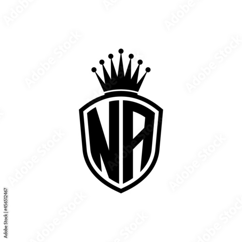 Monogram logo with shield and crown black simple NA