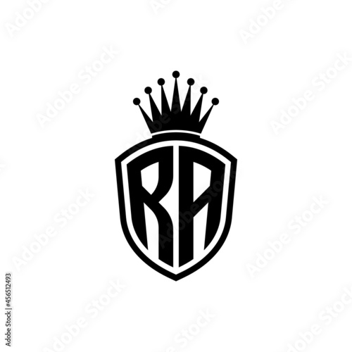 Monogram logo with shield and crown black simple RA