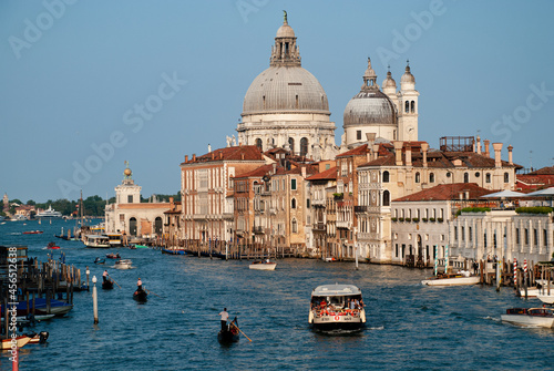 View of Grand Canal in Venice, Italy, from the Academia Bridge: Basilica di Santa Maria della Salute