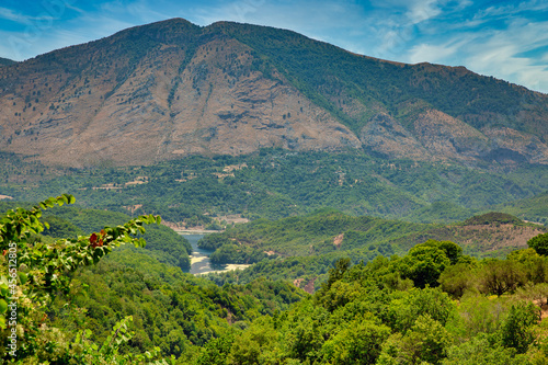 Landscape with The Blue Eye water spring, Albania.