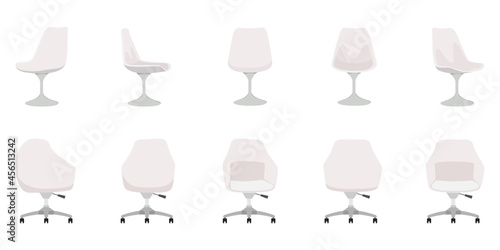 Cute beautiful empty chair set with modern look different design colorful white