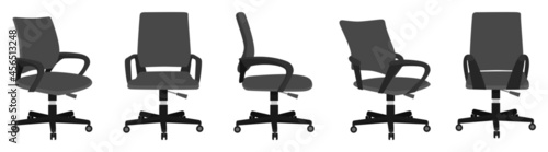 Cute beautiful empty armchair set with modern look with different poses isolated colorful