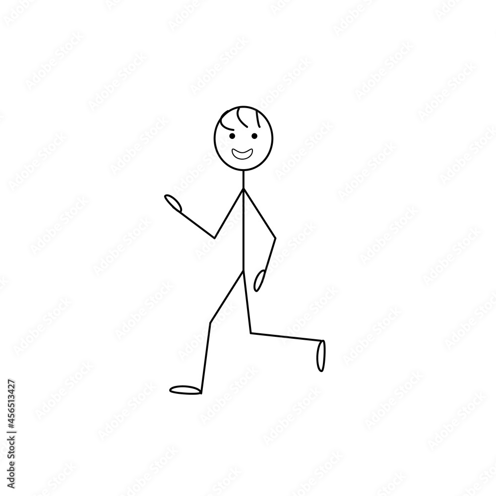 stick man walking, smiling, happy man isolated on a white background
stick man walking, smiling, happy man isolated on a white background
