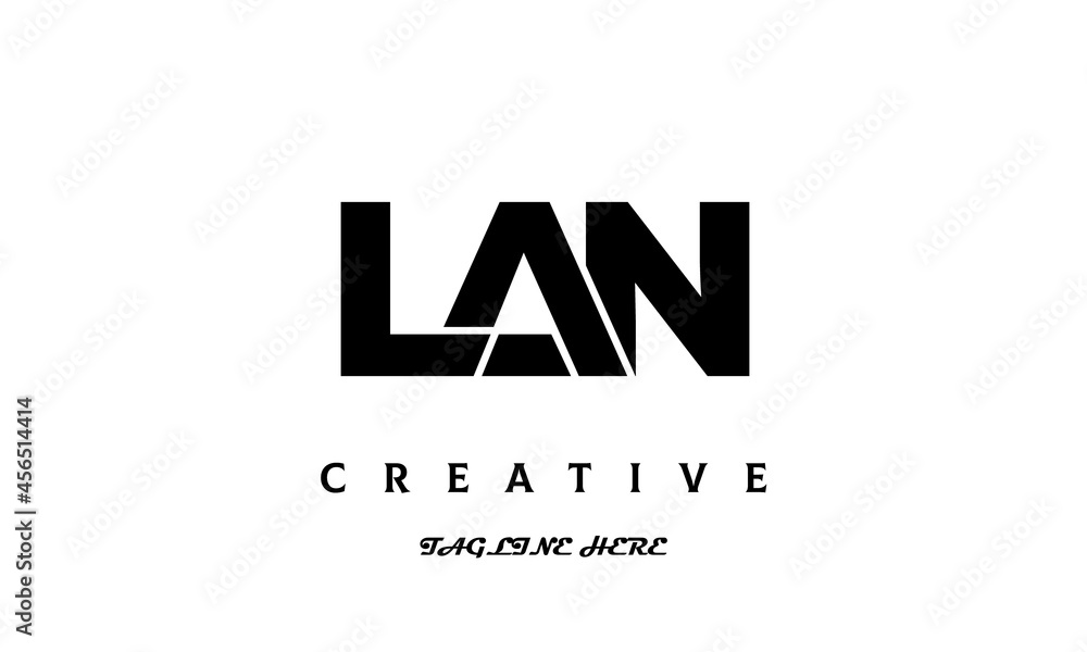 LAN creative three latter logo design LAN creative three latter logo design