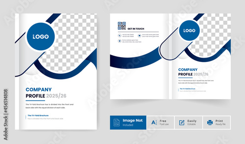 Company profile bi fold brochure cover template layout design, modern colorful shape minimalist business brochure or magazine cover page template design all elements and text editable