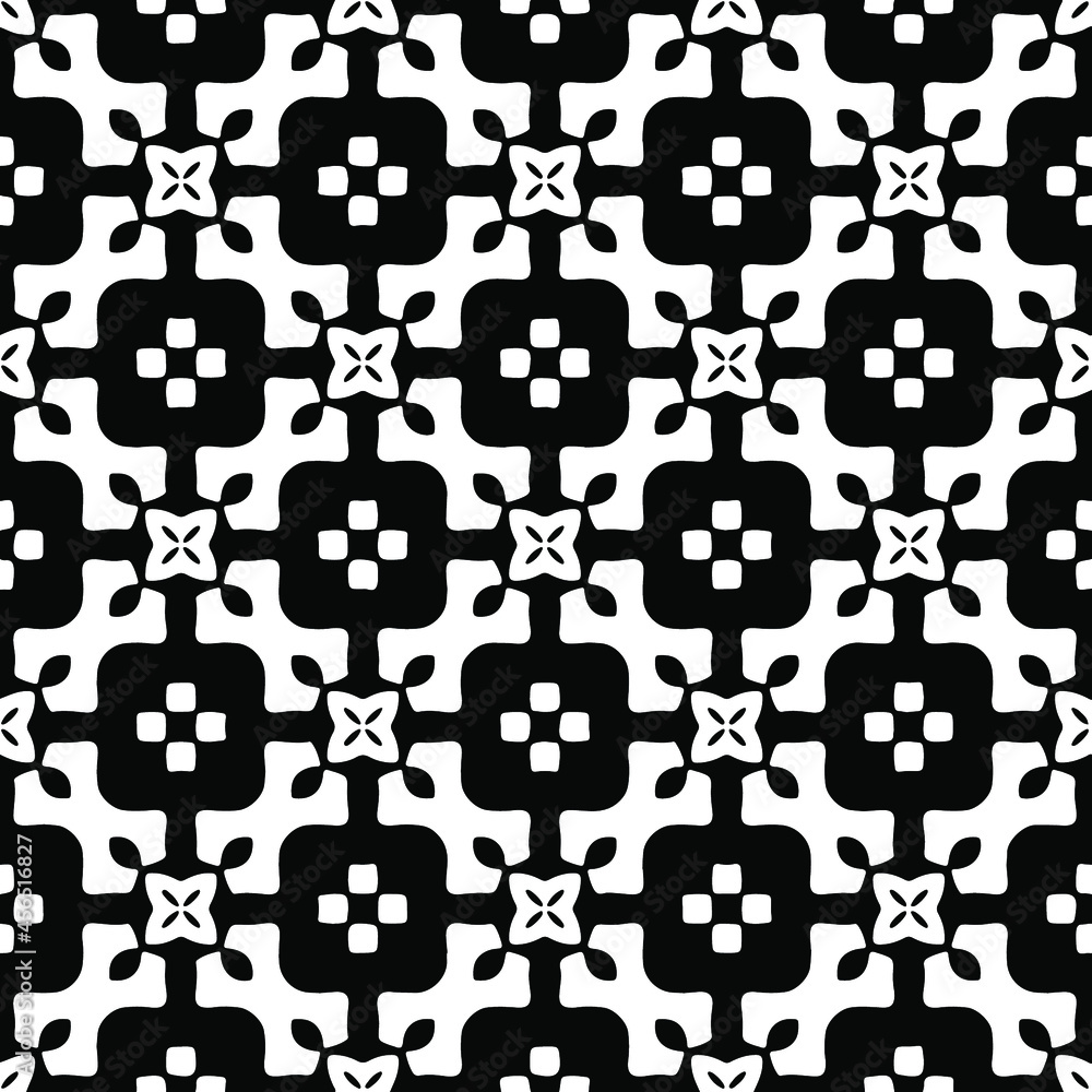Fototapeta premium Seamless vector pattern in geometric ornamental style. Black ornament. 