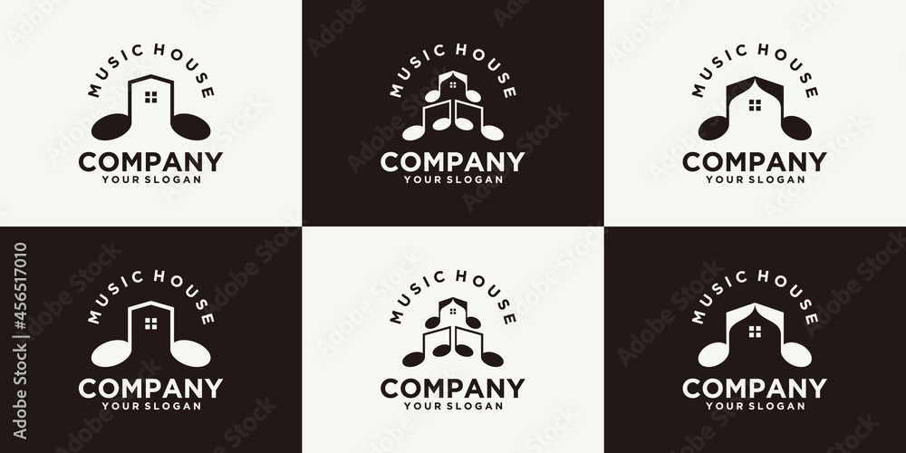 set of creative music house logo, studio music logo and other business reference set of creative music house logo, studio music logo and other business reference