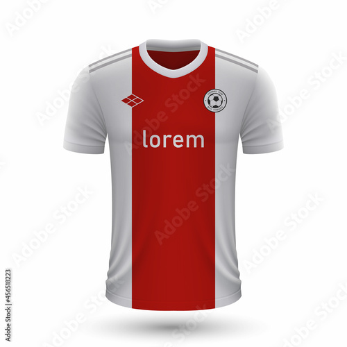 Realistic soccer shirt Ajax Amsterdam 2022, jersey template for football kit