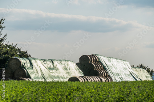 Strohrollen Lager im Freien photo