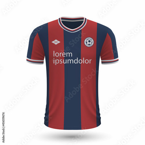 Realistic soccer shirt Bologna 2022, jersey template for football kit