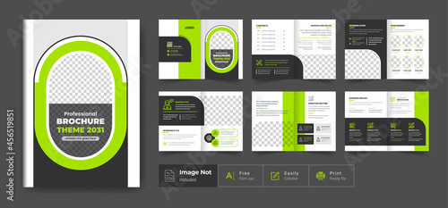 Company profile pages brochure template layout design, modern colorful shape minimalist business brochure or annual report template design all elements and text editable