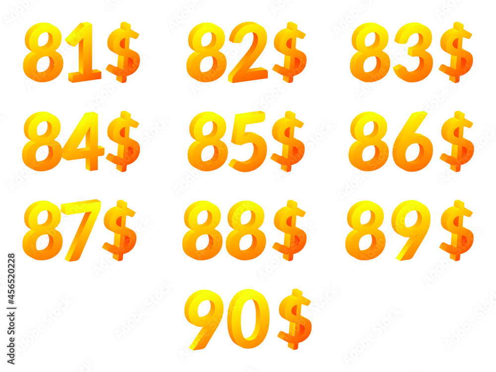 81-90 dollar logo icon vector. Dollar Sign 81-90 dollar logo icon vector. Dollar Sign