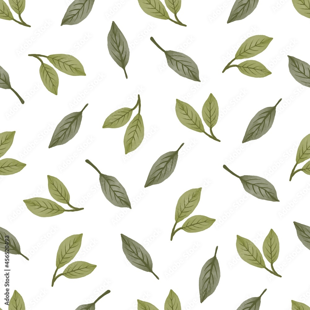 Naklejka premium seamless pattern of green leaves for background and fabric design