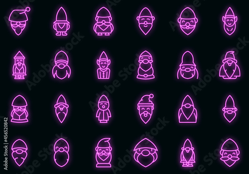 Garden gnome icon. Outline garden gnome vector icon neon color on black