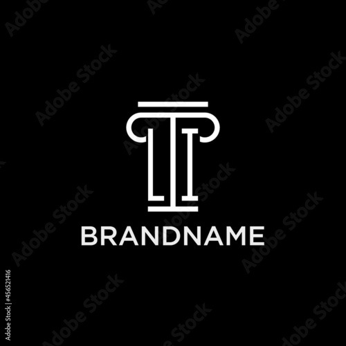 LI monogram initial logo with pillar shape icon design