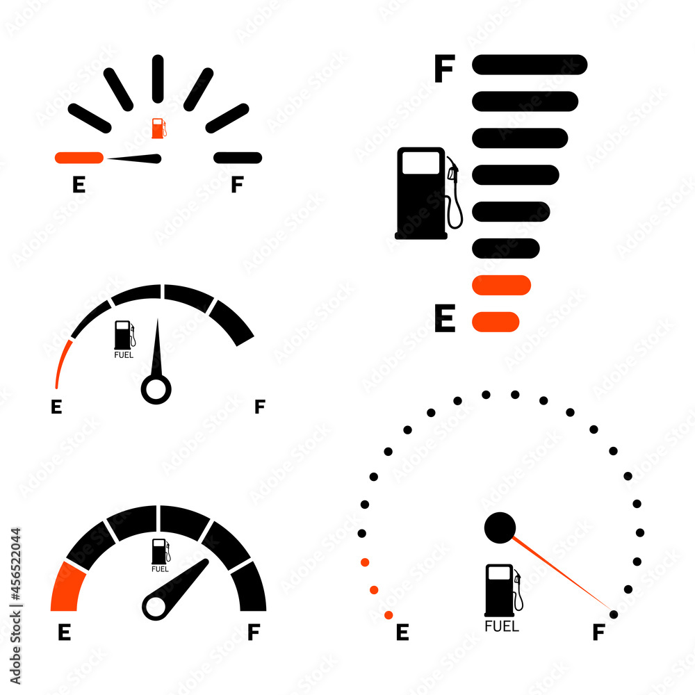 Fuel gauge scale and fuel meter. Fuel indicator. Gas tank gauge