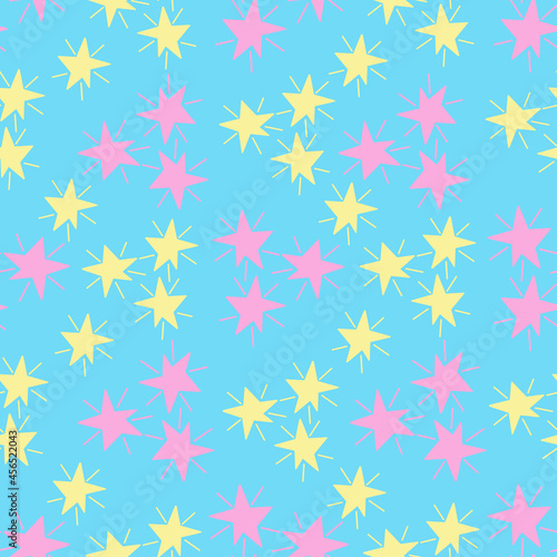 Color stars pattern in doodle technique for design. Vector illustration.