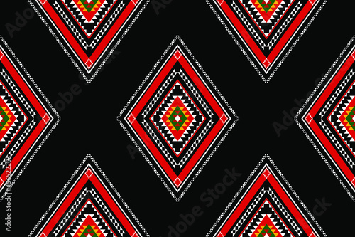 Geometric ethnic oriental seamless pattern traditional Design for background,carpet,wallpaper.clothing,wrapping,Batik fabric,Vector illustration.embroidery style - Sadu, sadou, sadow or sado