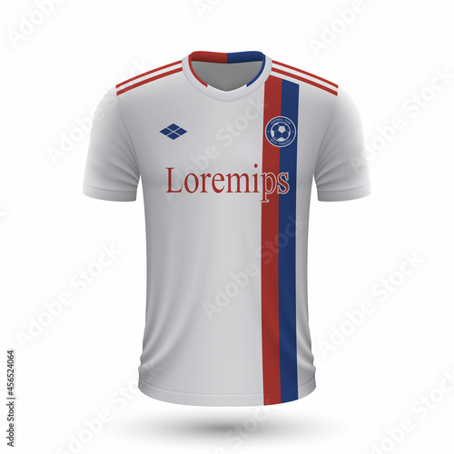 Realistic soccer shirt Lyon 2022, jersey template for football kit.