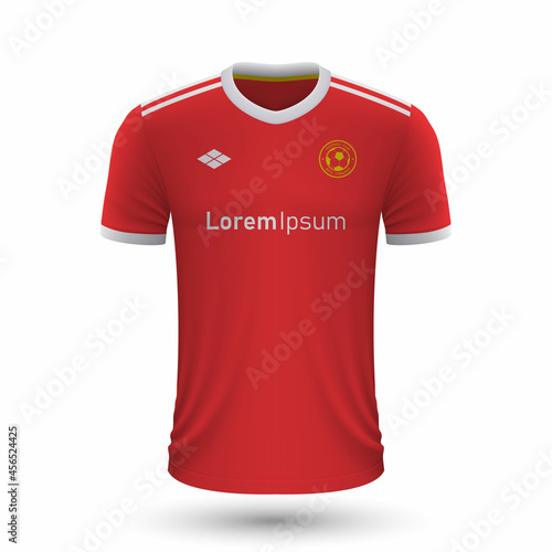 Realistic soccer shirt Manchester United 2022, jersey template for football kit.