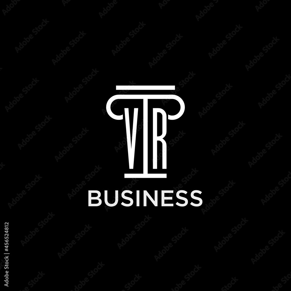VR monogram initial logo with pillar shape icon design Stock Vector ...