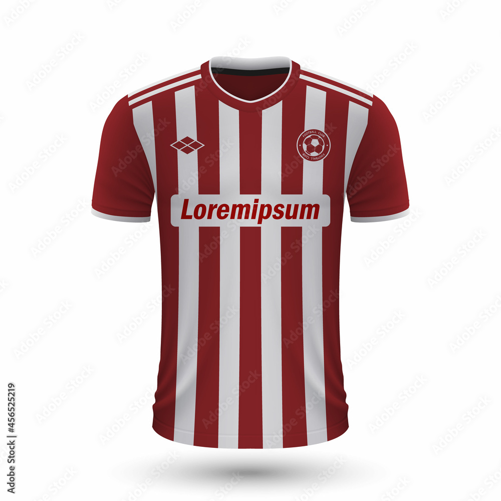 Realistic soccer shirt Olympiacos 2022, jersey template for football kit.  Stock Vector | Adobe Stock