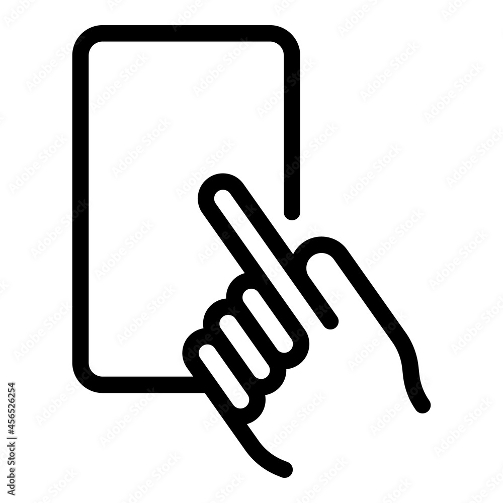 Finger phone icon outline vector. Hand smartphone. Touch mobile Finger phone icon outline vector. Hand smartphone. Touch mobile