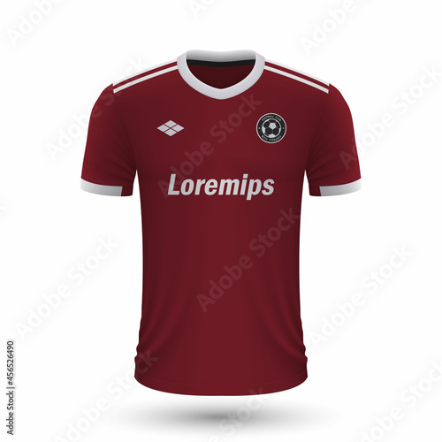 Realistic soccer shirt Sparta Prague 2022, jersey template for football kit.