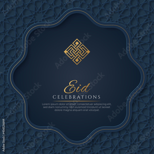 Eid Celebrations Arabic Luxury Background with Islamic Pattern and Decorative Ornament
