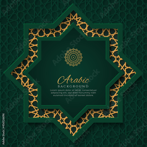 Arabic Islamic Luxury Ornamental Background with Golden Arabic Pattern