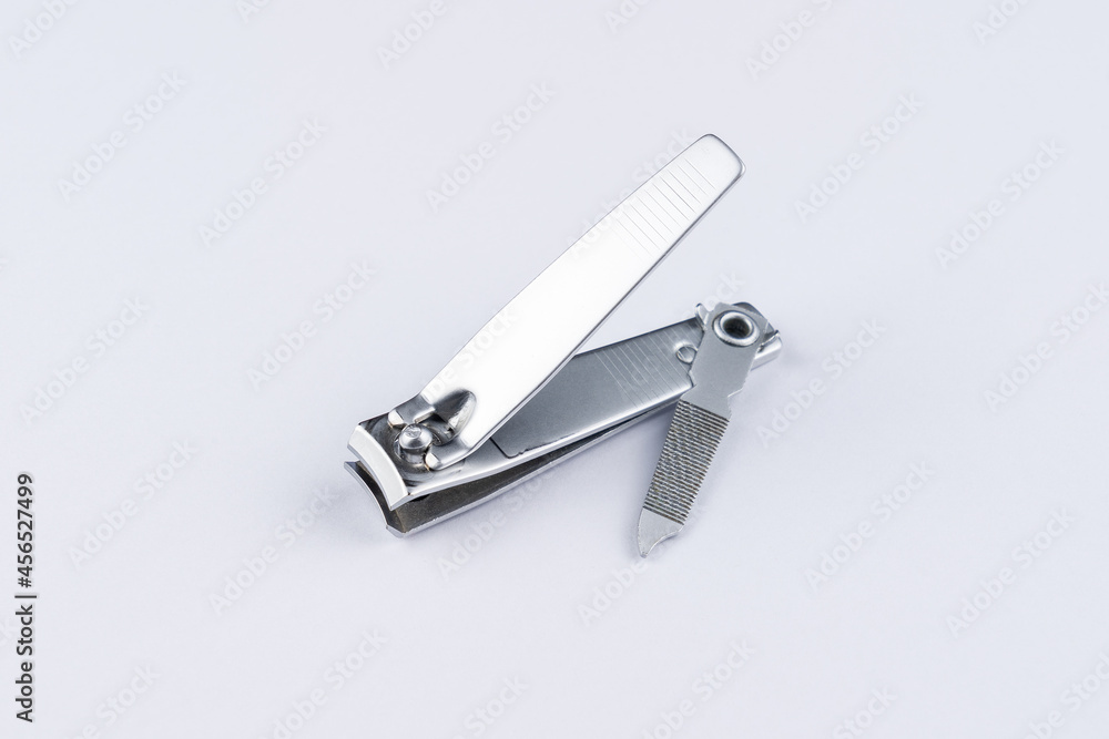 Stainless steel nail clippers isolated on white background Stainless steel nail clippers isolated on white background