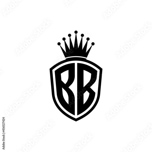 Monogram logo with shield and crown black simple BB