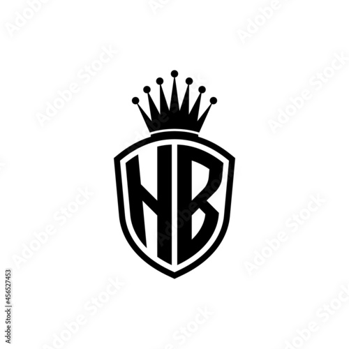 Monogram logo with shield and crown black simple HB