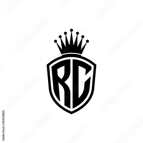 Monogram logo with shield and crown black simple RC