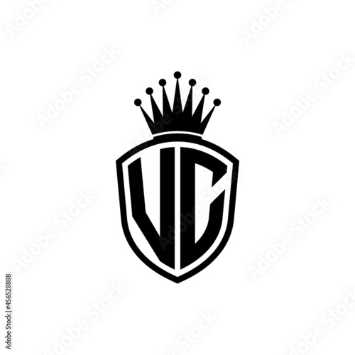 Monogram logo with shield and crown black simple VC