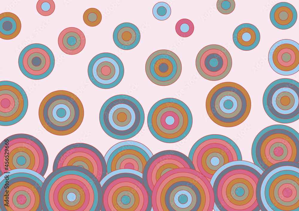 Psychedelic Color Background, Abstract Pattern with Colorful Rings, Circles, Bubbles