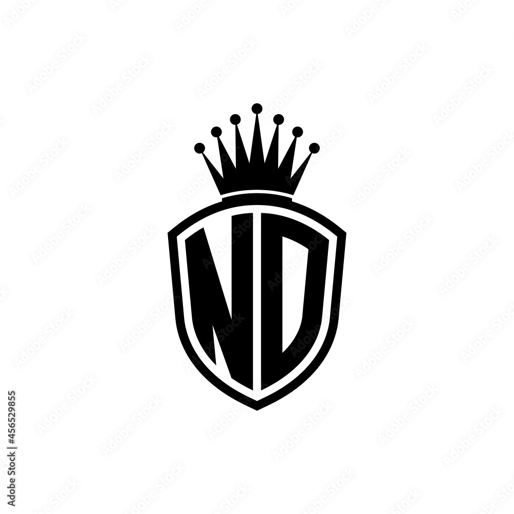 Monogram logo with shield and crown black simple ND Monogram logo with shield and crown black simple ND