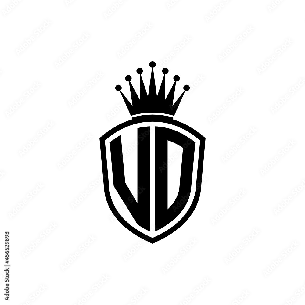Monogram logo with shield and crown black simple VD Stock Vector ...