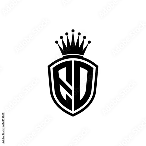 Monogram logo with shield and crown black simple ED