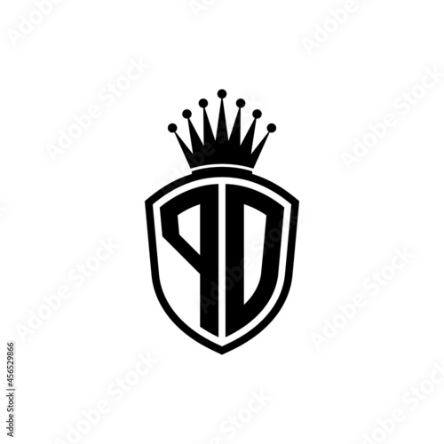 Monogram logo with shield and crown black simple PD photo