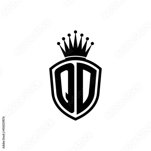 Monogram logo with shield and crown black simple QD