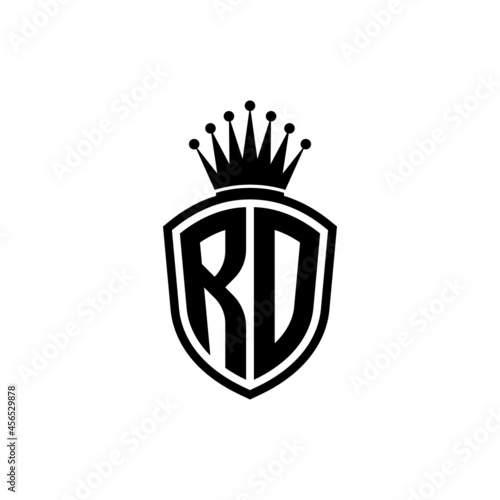 Monogram logo with shield and crown black simple RD