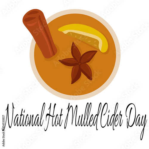 National Hot Mulled Cider Day, idea for a banner, poster or menu design, hot flavored drink
