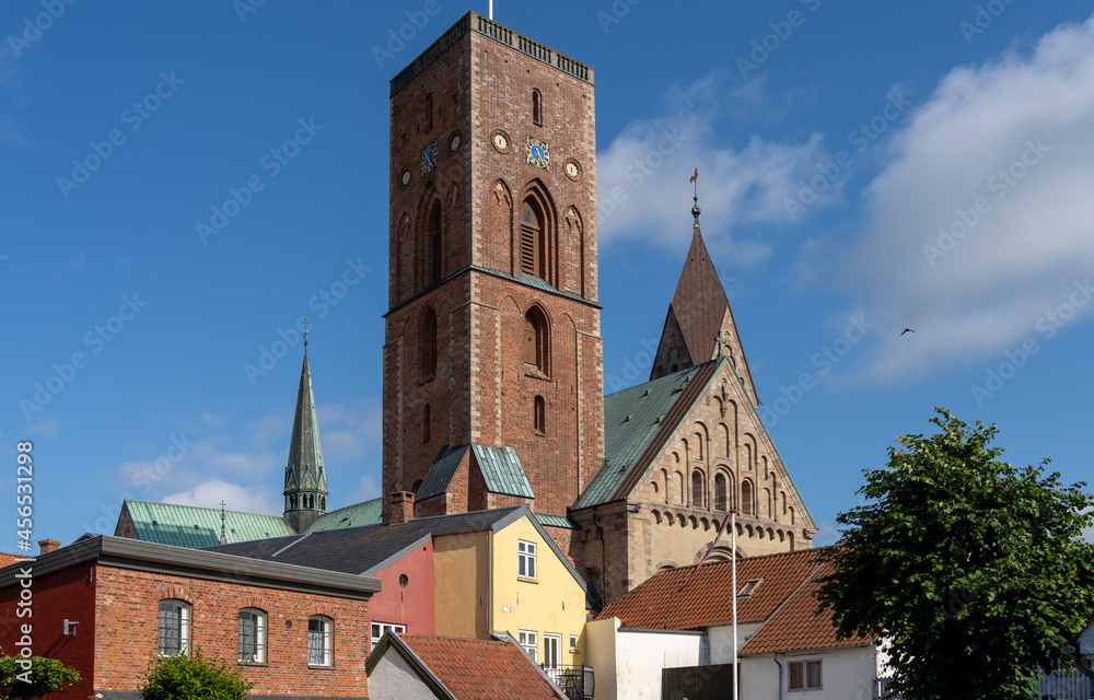 Ribe Cathedral or Our Lady Maria Cathedral (Ribe Domkirke) in the ancient city of Ribe, Jutland, the oldest town in Denmark and Scandinavia. Ribe Cathedral or Our Lady Maria Cathedral (Ribe Domkirke) in the ancient city of Ribe, Jutland, the oldest town in Denmark and Scandinavia.